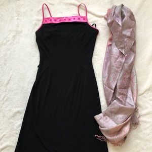 beautiful black dress with beaded trim